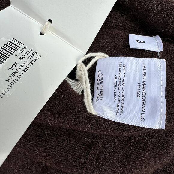 Lauren Manoogian Base Crewneck Sweater Long Sleeve Soil Brown Size 3 Large NWT - Picture 13 of 16